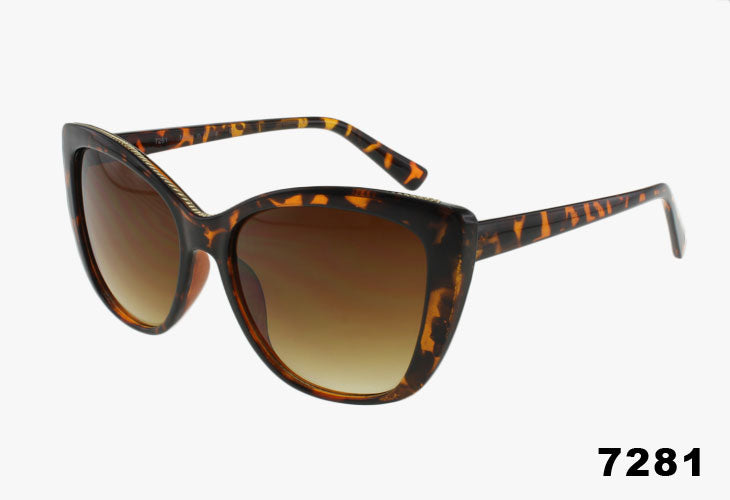 tortoise Wholesale Fashion Square Cat Eye Sunglasses With Metallic Trim Sunglasses