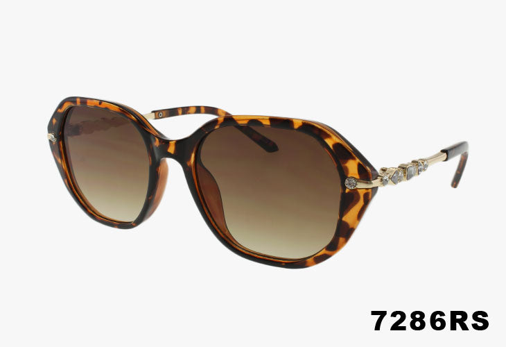 tortoise Geometric Oval Wholesale Fashion Rhinestone Sunglasses