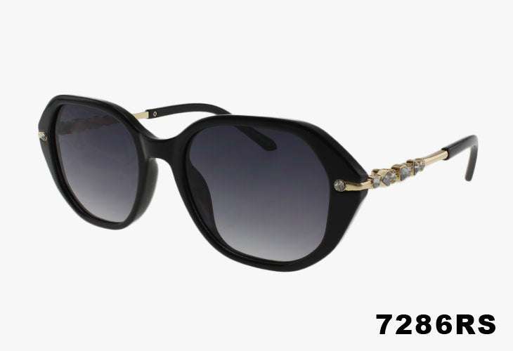 black Geometric Oval Wholesale Fashion Rhinestone Sunglasses