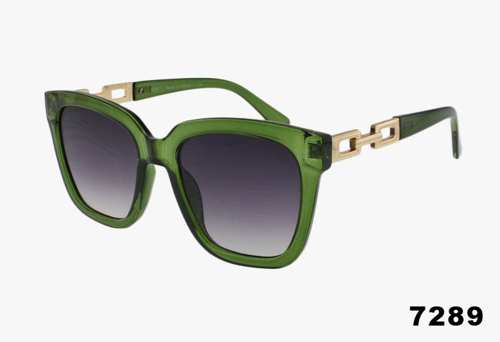 green Wholesale Rectangular Chain Link Sunglasses