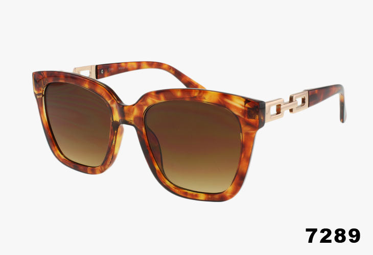 tortoise shell Wholesale Rectangular Chain Link Sunglasses