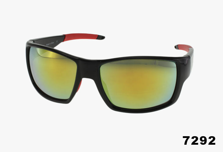 yellow mirror Wholesale Fashion Rubber Tipped Sport Sunglasses