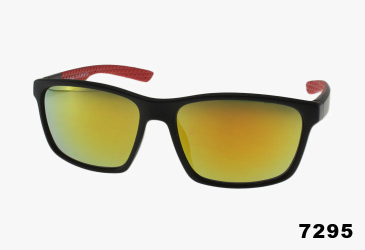 Yellow Mirror Wholesale Rubber Lined Active Sport Sunglasses