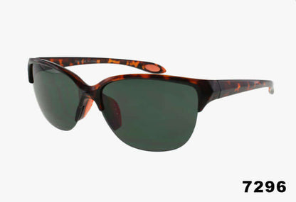 Wholesale Classic Rimless Sport Sunglasses in tortoiseshell with UV400 protection for outdoor activities.