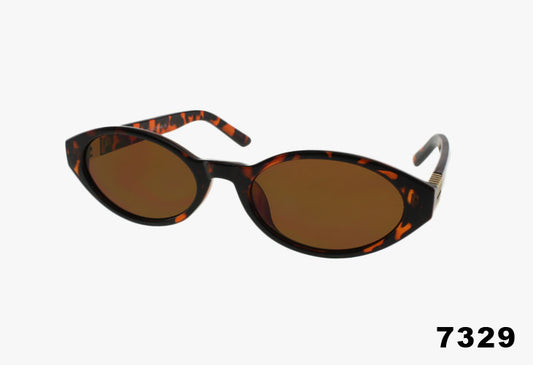 Wholesale Slim Rectangular Oval Fashion Sunglasses tortoise frame with brown lenses