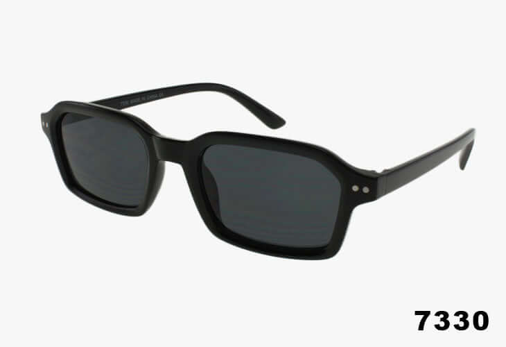 Black sunglasses on a white background with the number 7330.