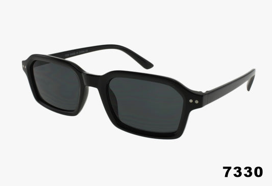 Black sunglasses on a white background with the number 7330.