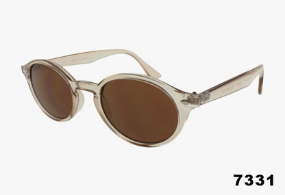 Wholesale Medium Oval Key Hole Bridge Classic Sunglasses translucent light beige frame and brown lenses