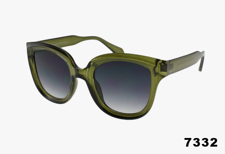 Green sunglasses with a gradient lens on a white background
