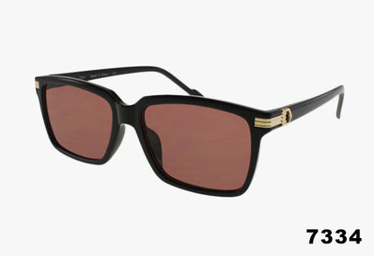 Wholesale Fashion Medium Rectangular Sunglasses black frame with amber lenses