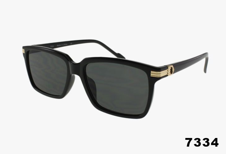 Wholesale Fashion Medium Rectangular Sunglasses black frame with grey lenses