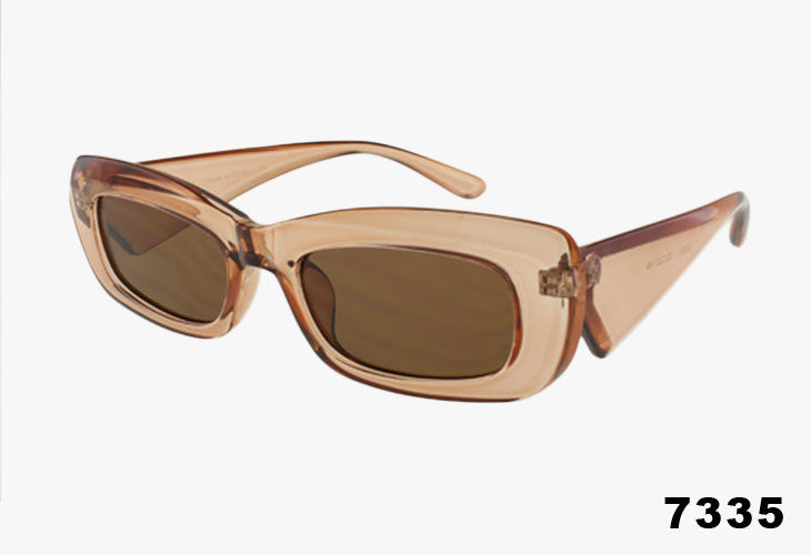 Fashion Slim Trendy Rectangular Wholesale Sunglasses tan frame