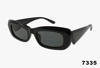 Fashion Slim Trendy Rectangular Wholesale Sunglasses black frame
