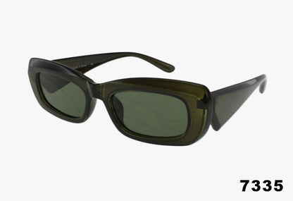 Fashion Slim Trendy Rectangular Wholesale Sunglasses green frame