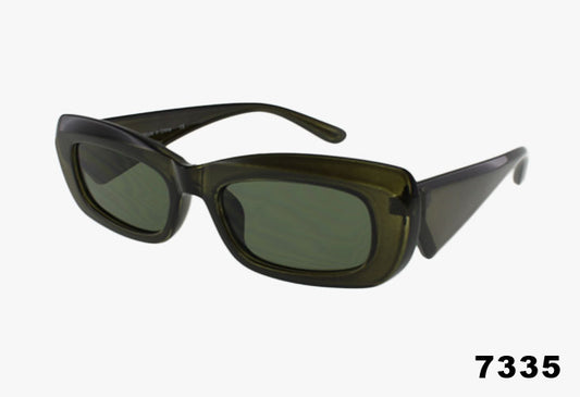 Fashion Slim Trendy Rectangular Wholesale Sunglasses green frame
