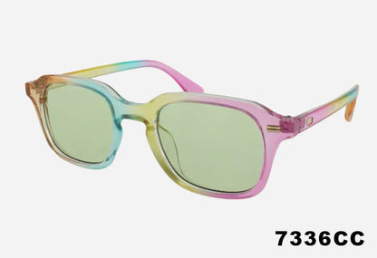 Wholesale Fashion Square Keyhole Bridge Tie Dye Sunglasses green