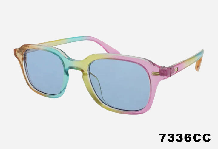 Wholesale Fashion Square Keyhole Bridge Tie Dye Sunglasses blue