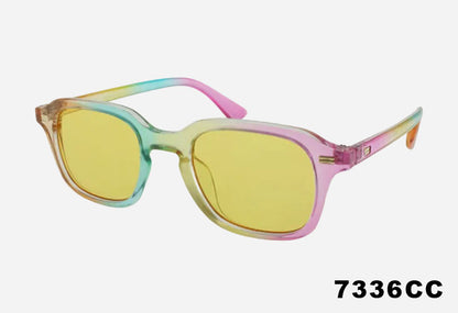 Wholesale Fashion Square Keyhole Bridge Tie Dye Sunglasses yellow