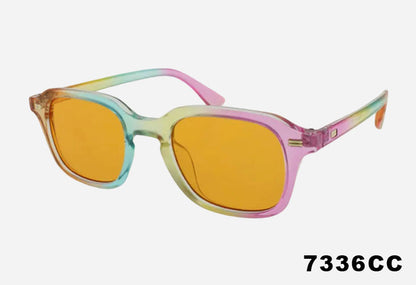 Wholesale Fashion Square Keyhole Bridge Tie Dye Sunglasses orange