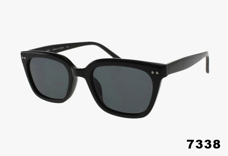 Wholesale Medium Rounded Square Sunglasses in black with UV400 protection, stylish design and durable plastic frame.