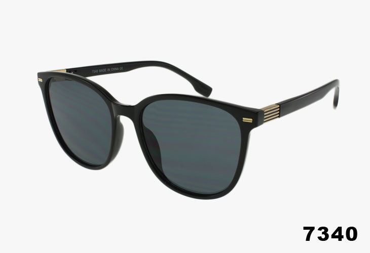 Wholesale Large Rounded Square Sunglasses in black frame with black lenses, stylish and protective.