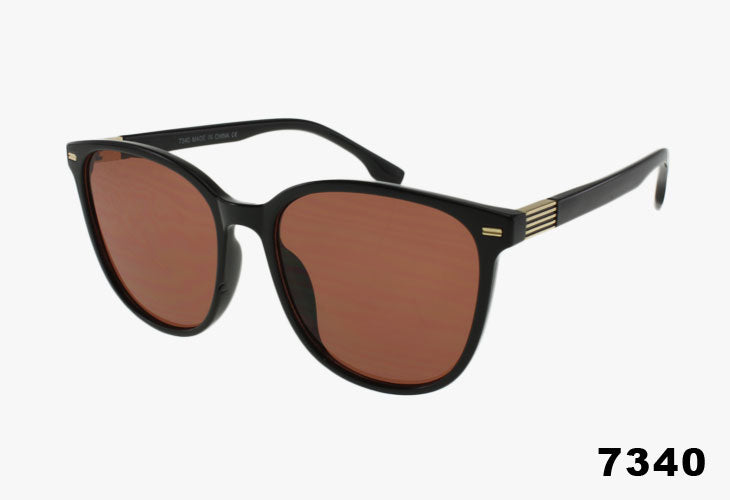 Wholesale Large Rounded Square Sunglasses in black frame with brown lenses, stylish and protective.