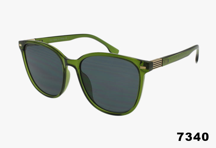 Wholesale Large Rounded Square Sunglasses in green frame with black lenses, stylish and protective.