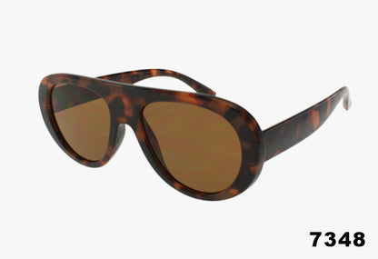 Large Rounded Pilot Style Wholesale Sunglasses in tortoise shell frame with brown lenses