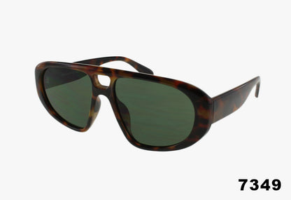 Wholesale Fashion Wide Frame Style Pilot Sunglasses tortoise frame and green lenses