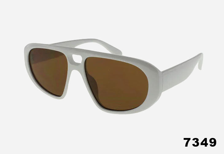 Wholesale Fashion Wide Frame Style Pilot Sunglasses white frame and brown lenses