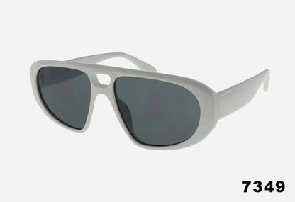 Wholesale Fashion Wide Frame Style Pilot Sunglasses white frame and grey lenses