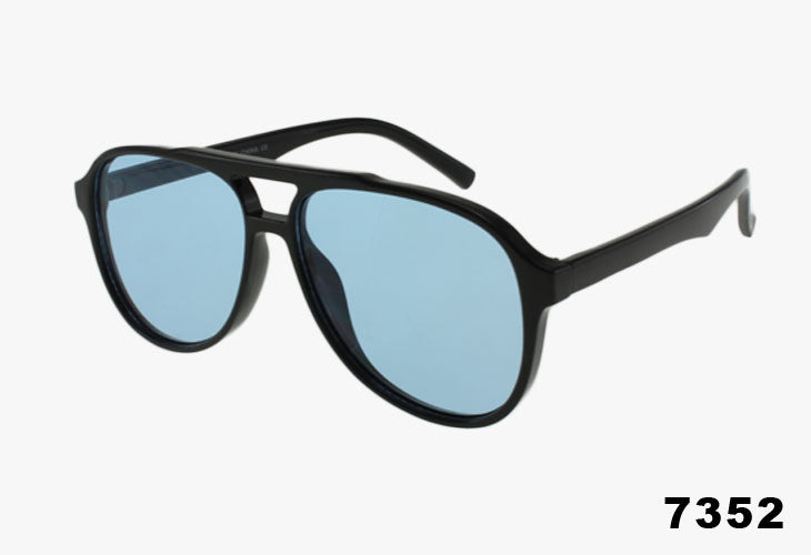 Wholesale Classic Square Aviator Pilot Sunglasses black frame and blue lenses