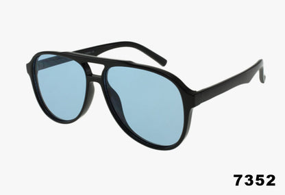 Wholesale Classic Square Aviator Pilot Sunglasses black frame and blue lenses
