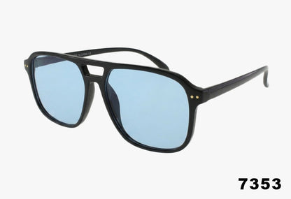 7353 - Wholesale Thin Frame Square Aviator Pilot Sunglasses