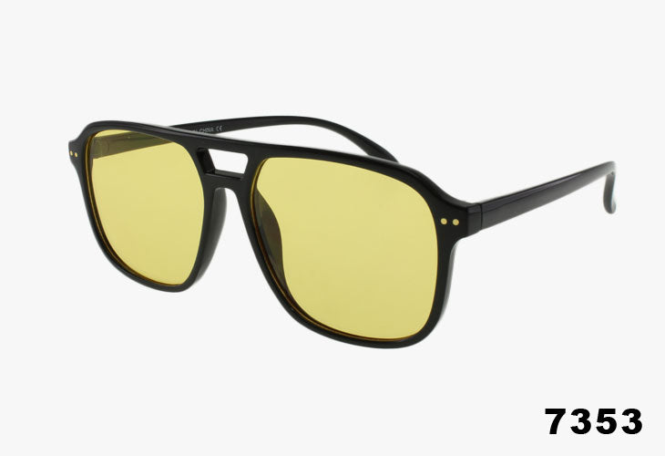 7353 - Wholesale Thin Frame Square Aviator Pilot Sunglasses