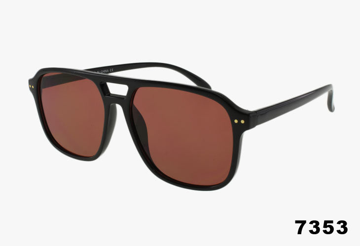 7353 - Wholesale Thin Frame Square Aviator Pilot Sunglasses