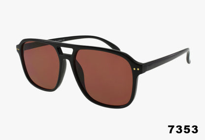 7353 - Wholesale Thin Frame Square Aviator Pilot Sunglasses
