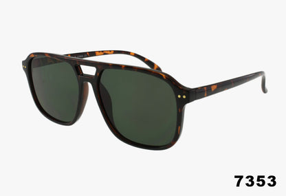 7353 - Wholesale Thin Frame Square Aviator Pilot Sunglasses