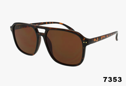 7353 - Wholesale Thin Frame Square Aviator Pilot Sunglasses