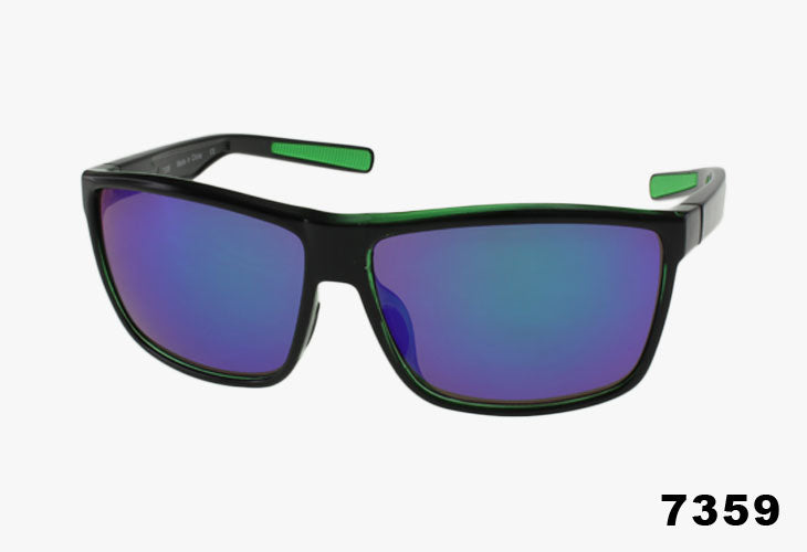 Wholesale Square Fashion Rubber Lined Sport Sunglasses green mirror