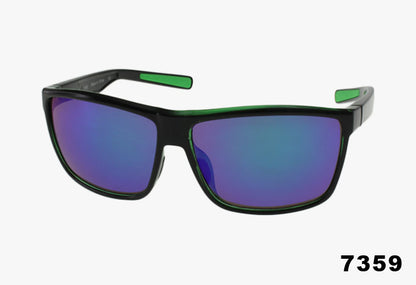 Wholesale Square Fashion Rubber Lined Sport Sunglasses green mirror