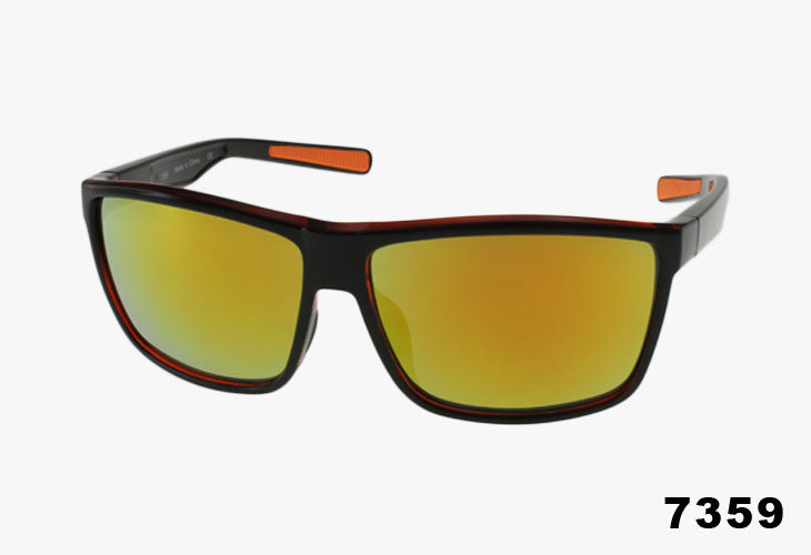 Wholesale Square Fashion Rubber Lined Sport Sunglasses yellow mirror