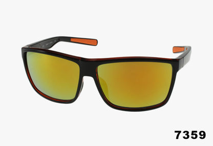 Wholesale Square Fashion Rubber Lined Sport Sunglasses yellow mirror