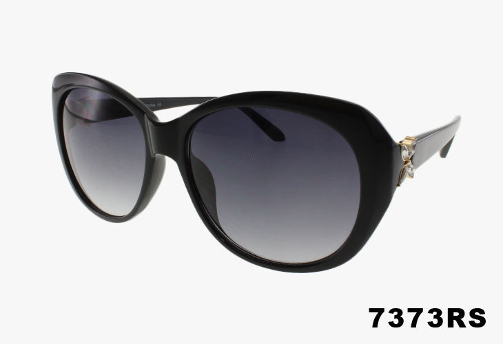 Wholesale Rounded Butterfly Style Rhinestone Sunglasses black frame