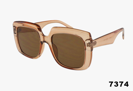 Fashion Oversized Square Wholesale Sunglasses in light brown color with dark lenses, stylish frame design, and UV400 protection.