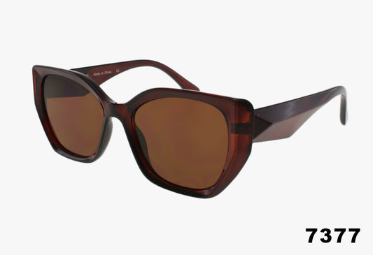 Brown sunglasses with a tortoiseshell frame on a white background