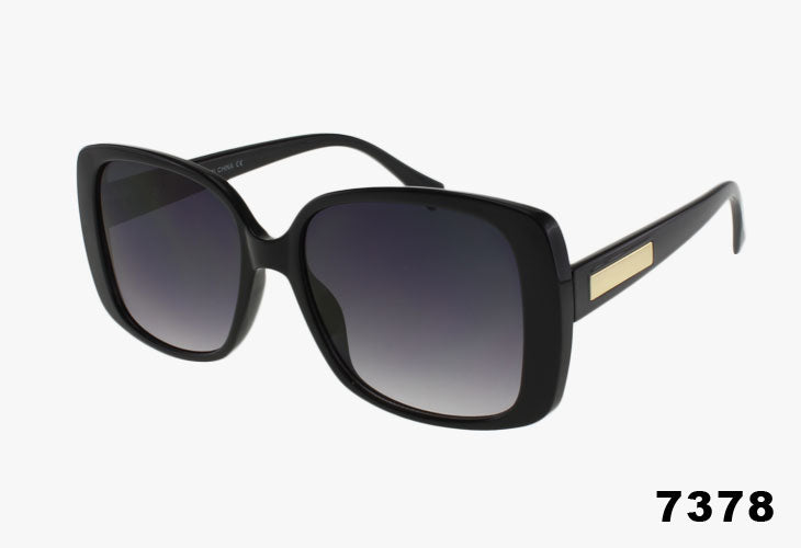 black Wholesale Large Classic Rounded Square Frame Sunglasses