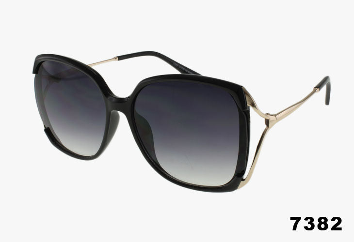 black Wholesale Fashion Butterfly Split Temple Sunglasses