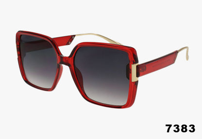 red Wholesale Fashion Square Metal Temple Sunglasses