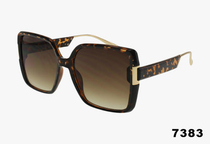 tortoise Wholesale Fashion Square Metal Temple Sunglasses